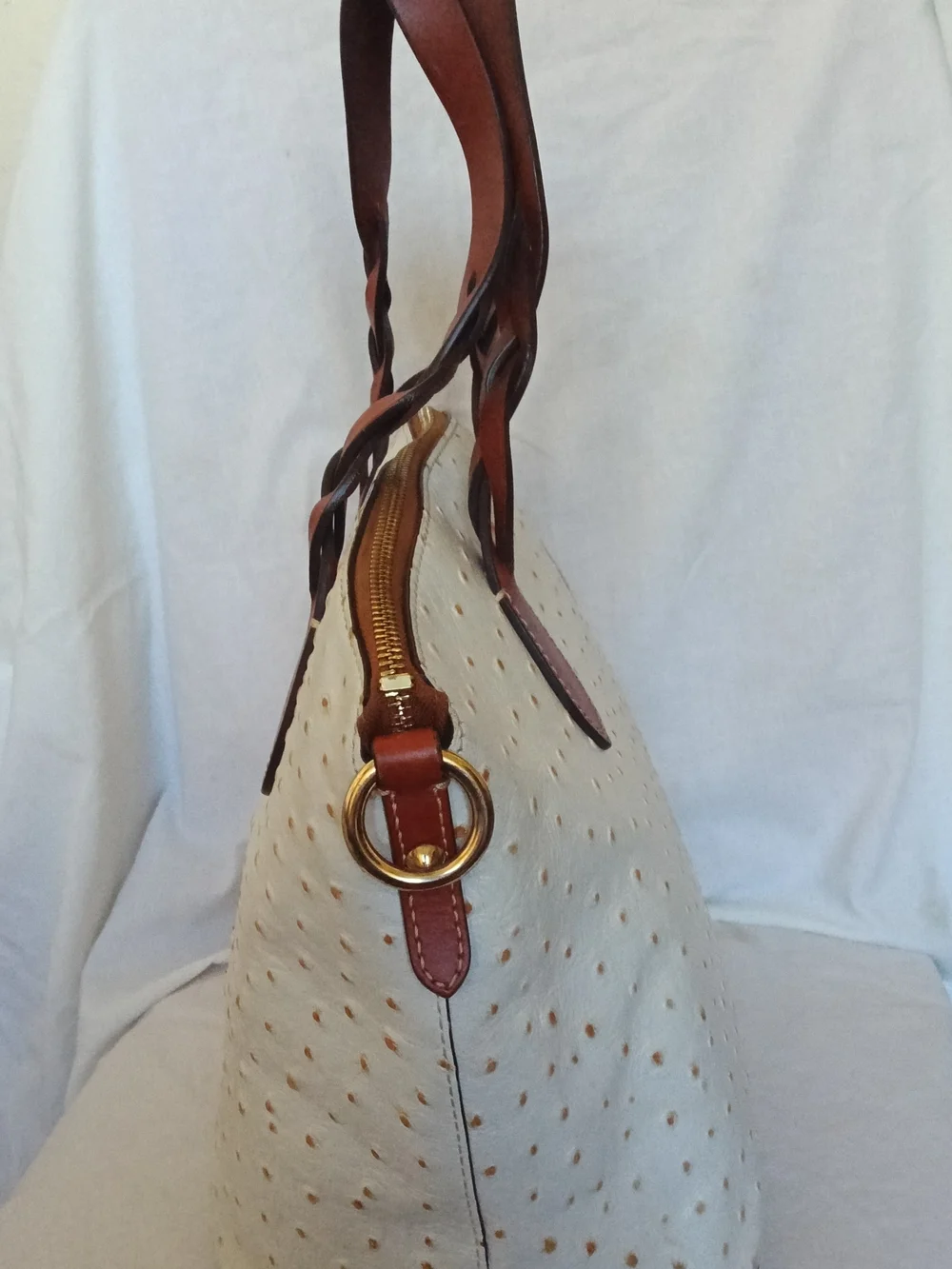 Dooney & Bourke Cream Tote with Brown Braided Handles